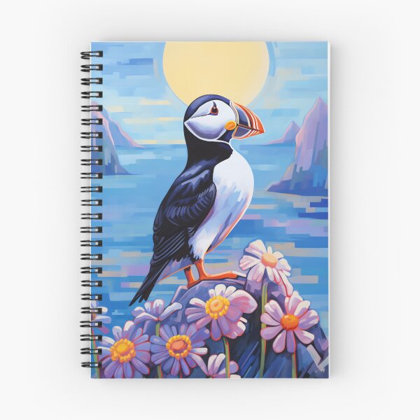 Item preview, Retro Puffin Bird, Summer Ocean and Flower Lover Art designed and sold by madtoyman.