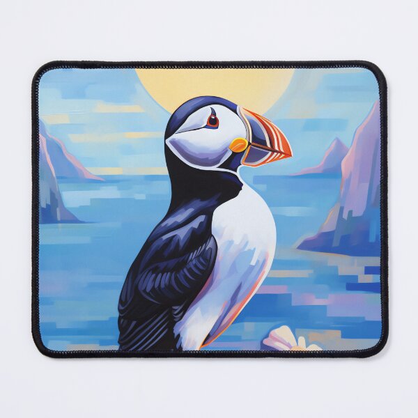 Item preview, Retro Puffin Bird, Summer Ocean and Flower Lover Art designed and sold by madtoyman.