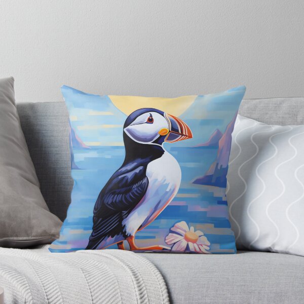Item preview, Retro Puffin Bird, Summer Ocean and Flower Lover Art designed and sold by madtoyman.