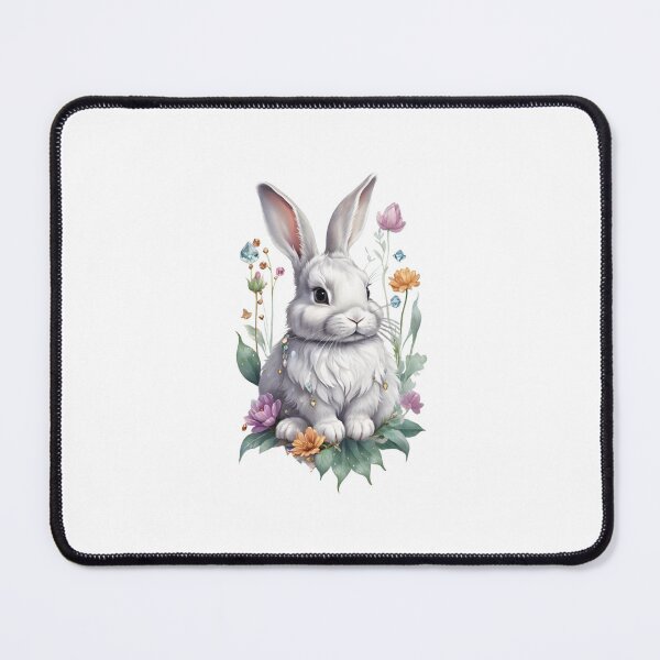 Item preview, White rabbit among flowers designed and sold by MadinaFatt.