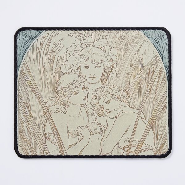 Item preview, Mucha, Folio - Illustration of 3 Women and Flowers, by Alphonse Mucha. HIGH DEFINITION designed and sold by MINDTHECHERRY.