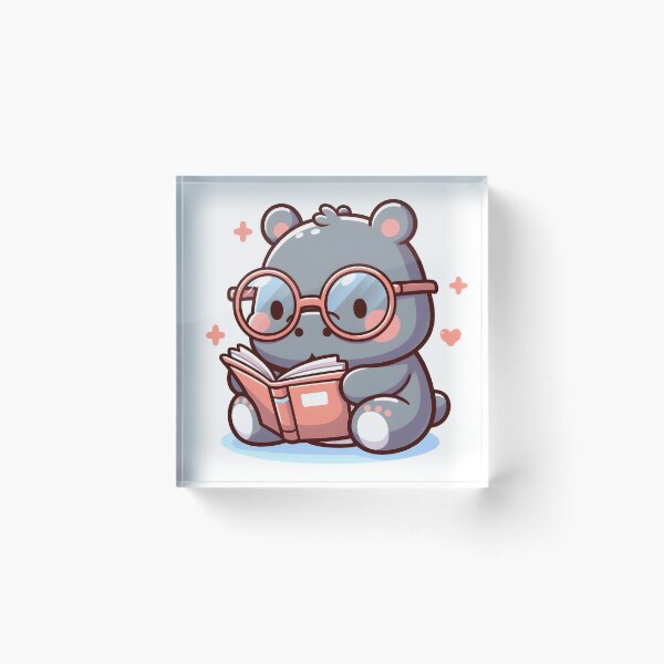 Item preview, Kawaii Hippo With Glasses designed and sold by CanvasCutie.