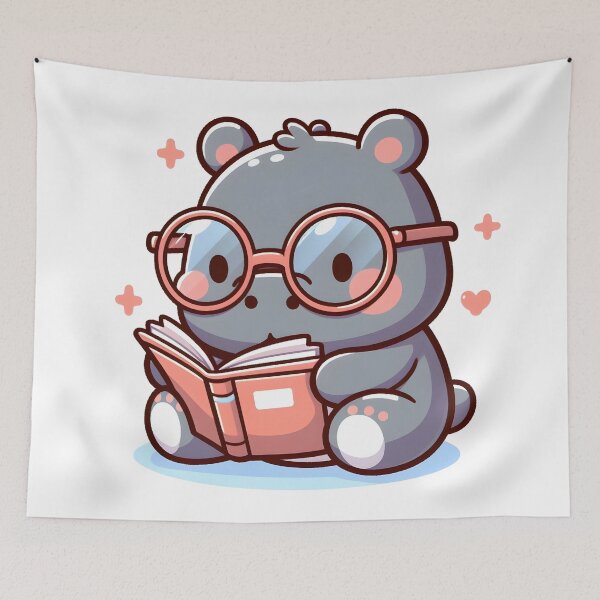 Item preview, Kawaii Hippo With Glasses designed and sold by CanvasCutie.