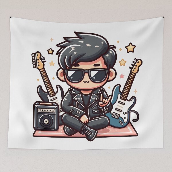 Item preview, Kawaii Rockstar: Leather Jacket And Sunglasses designed and sold by CanvasCutie.
