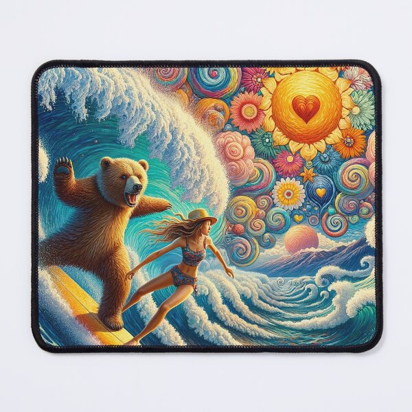 Item preview, Mandala Sky Surfer Girl With Bear designed and sold by bunnyboiler.
