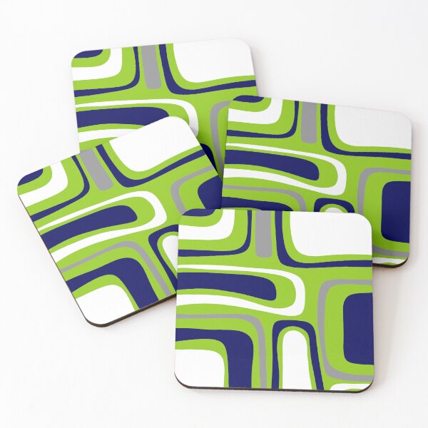 Item preview, Midcentury Modern Abstract Lime Green Palm Springs Pattern with Navy Blue, Gray, and WhitePattern in Black and Almond Cream designed and sold by kierkegaard.