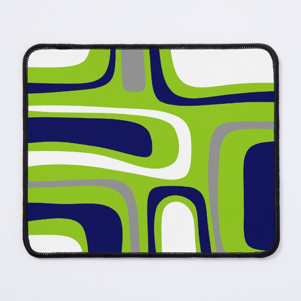 Item preview, Midcentury Modern Abstract Lime Green Palm Springs Pattern with Navy Blue, Gray, and WhitePattern in Black and Almond Cream designed and sold by kierkegaard.