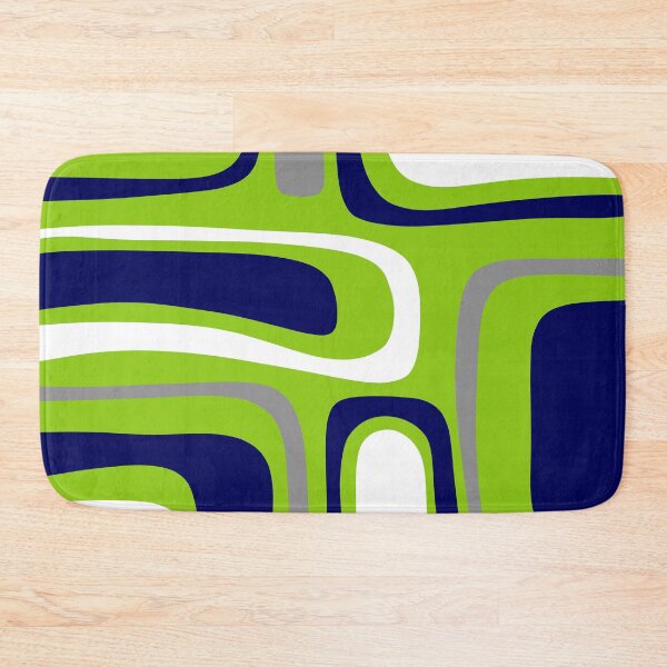 Item preview, Midcentury Modern Abstract Lime Green Palm Springs Pattern with Navy Blue, Gray, and WhitePattern in Black and Almond Cream designed and sold by kierkegaard.
