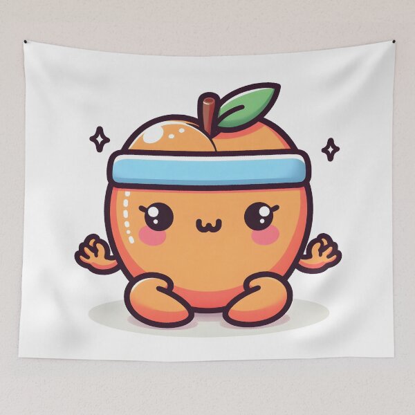 Item preview, Kawaii Peach With Headband Meditating designed and sold by CanvasCutie.