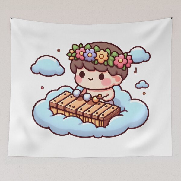 Item preview, Kawaii Xylophonist With Flower Crown designed and sold by CanvasCutie.