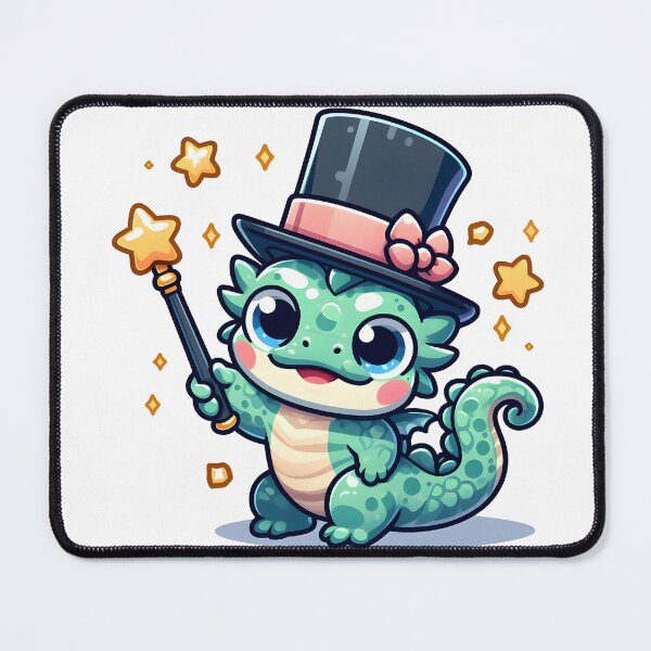 Item preview, Kawaii Bubbly Basilisk Wearing A Top Hat Holding A Magic Wand designed and sold by CanvasCutie.