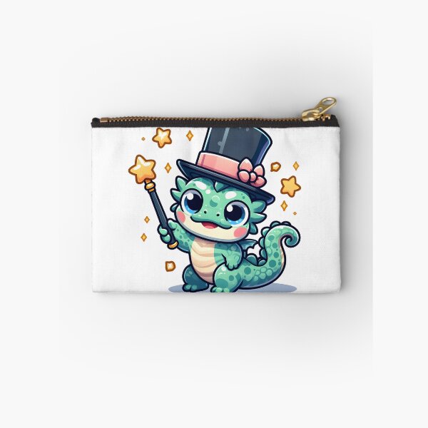 Item preview, Kawaii Bubbly Basilisk Wearing A Top Hat Holding A Magic Wand designed and sold by CanvasCutie.
