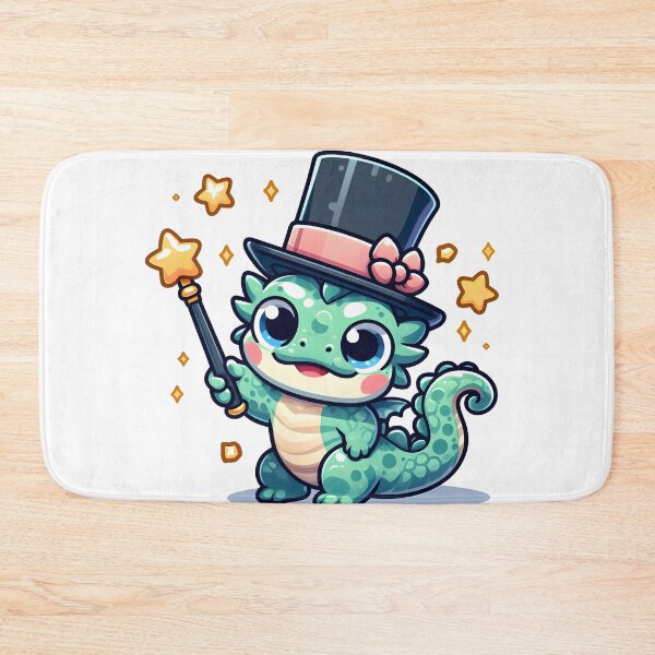 Item preview, Kawaii Bubbly Basilisk Wearing A Top Hat Holding A Magic Wand designed and sold by CanvasCutie.