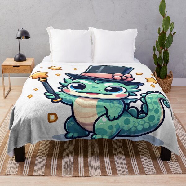 Item preview, Kawaii Bubbly Basilisk Wearing A Top Hat Holding A Magic Wand designed and sold by CanvasCutie.