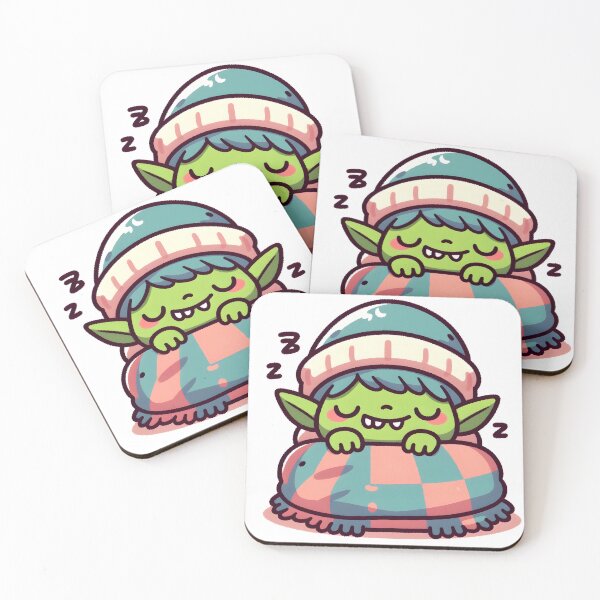 Item preview, Kawaii Grinning Goblin With Covered With A Cozy Blanket designed and sold by CanvasCutie.