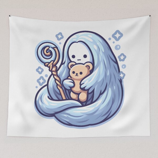 Item preview, Kawaii Banshee With A Fluffy Teddy Bear designed and sold by CanvasCutie.