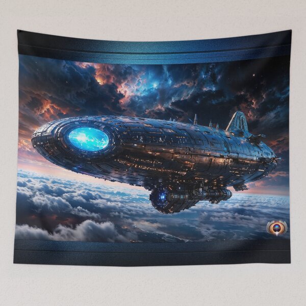 Item preview, An Abrimlith Star Cruiser Orbiting Crysliss VII Mesmerizing AI Concept Space Art by Xzendor7 designed and sold by Xzendor7 Digital Art Creations.