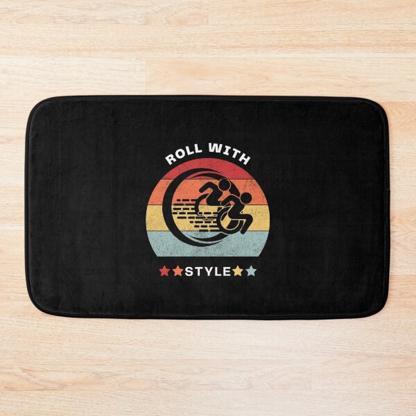Item preview, Colorful Vintage Roll With Style (white text) Wheelchair Designnn designed and sold by It's Wheelie Cool.