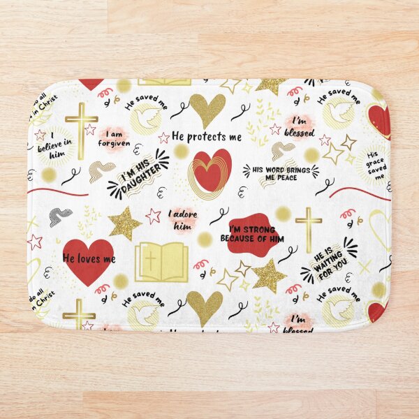 Item preview, Christian pattern with hearts, stars, bible and cross designed and sold by PrintCraftCo.