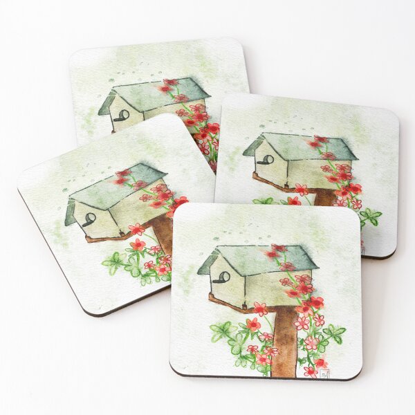 Item preview, Cottage Birdhouse Watercolor Illustration  designed and sold by Pixel & Petal Co..