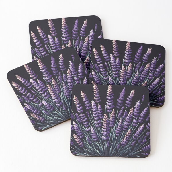 Item preview, watercolor nature, Lavande, watercolor floral, black background designed and sold by asbno19.