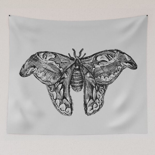 Item preview, Black atlas moth drawing designed and sold by xlallistar.