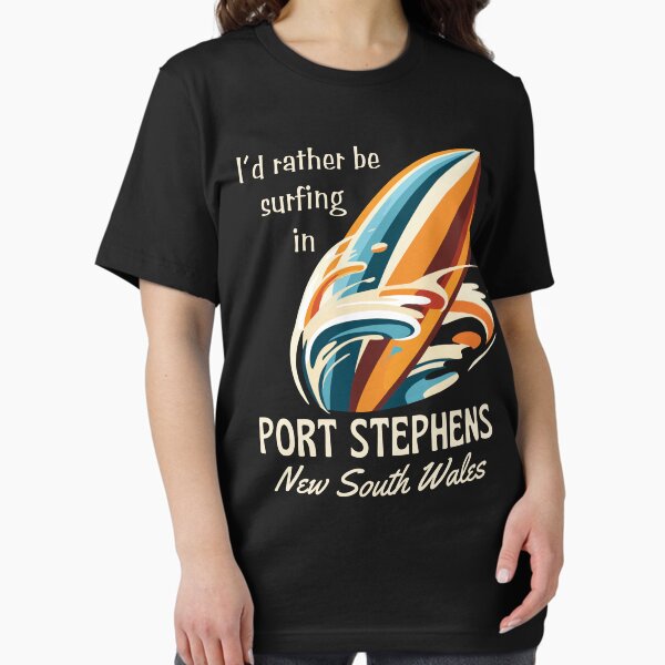 Item preview, Retro-Style I'd Rather Be Surfing in Port Stephens, New South Wales, Australia designed and sold by SurfingLocales.
