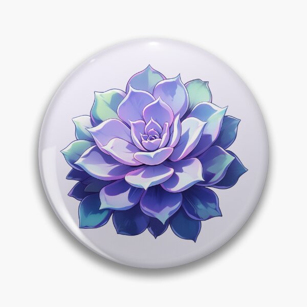 Item preview, Cute Kawaii Beautiful Succulent Flower in Blue and Purple Color designed and sold by CozyKawaiiArt.