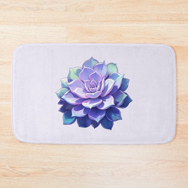 Item preview, Cute Kawaii Beautiful Succulent Flower in Blue and Purple Color designed and sold by CozyKawaiiArt.