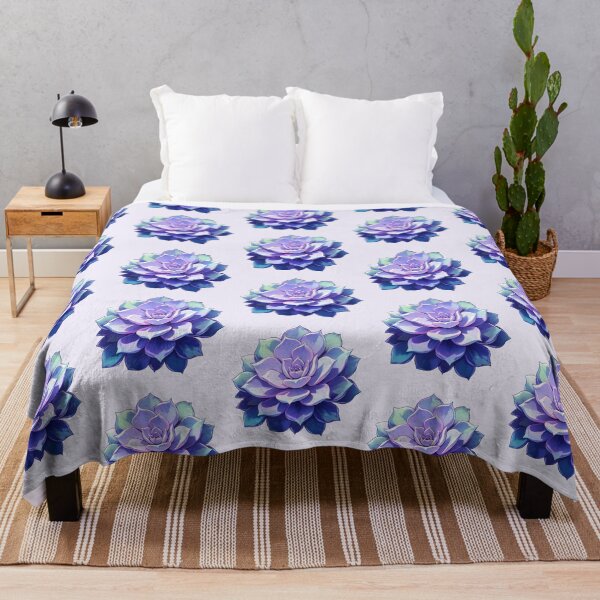 Item preview, Cute Kawaii Beautiful Succulent Flower in Blue and Purple Color designed and sold by CozyKawaiiArt.