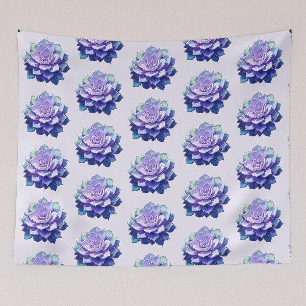 Item preview, Cute Kawaii Beautiful Succulent Flower in Blue and Purple Color designed and sold by CozyKawaiiArt.