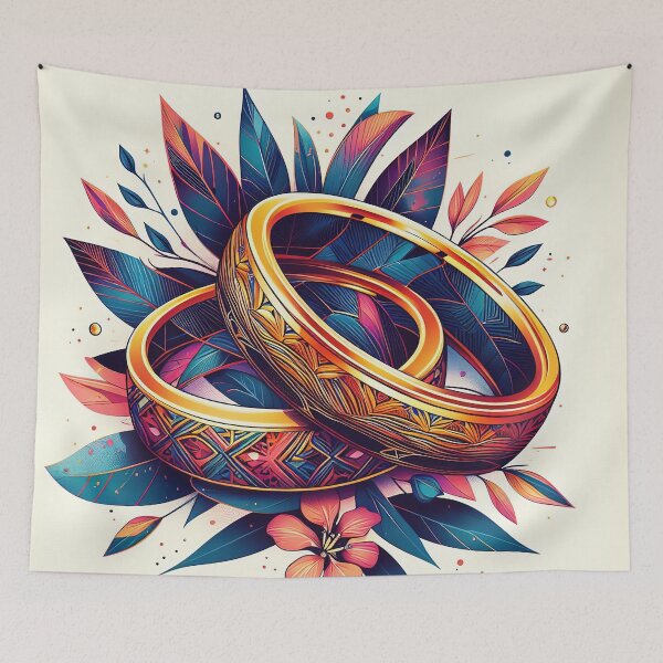 Item preview, Wedding rings and flowers illustration designed and sold by lalylaura.