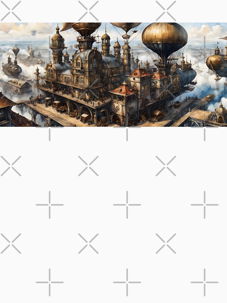 Thumbnail 7 of 7, Classic T-Shirt, Steampunk City Airship Station designed and sold by McMuggles.