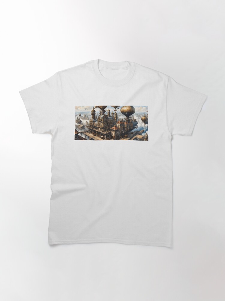 Thumbnail 3 of 7, Classic T-Shirt, Steampunk City Airship Station designed and sold by McMuggles.