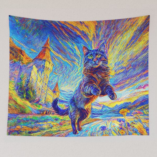 Item preview, Stylised castle and cat. DeepDream designed and sold by blackhalt.