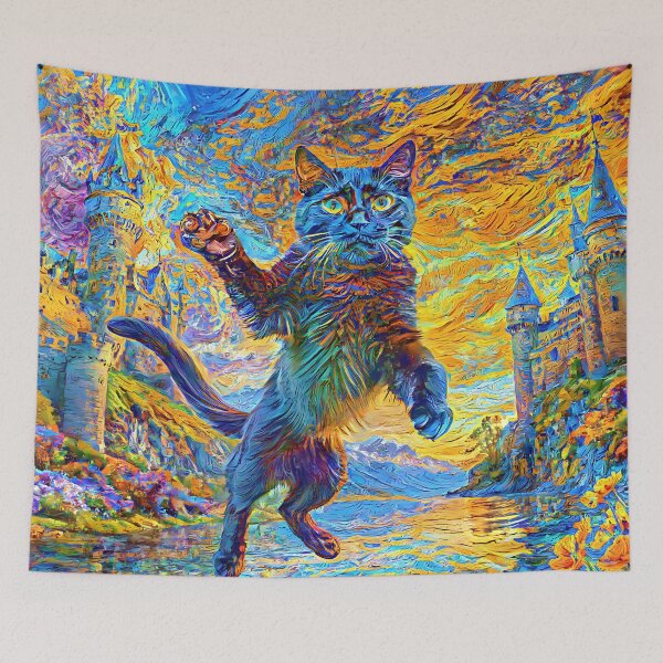 Item preview, Stylised castle and cat. DeepDream designed and sold by blackhalt.