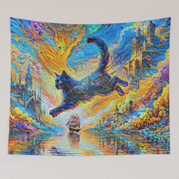 Item preview, Stylised castle and cat. DeepDream designed and sold by blackhalt.