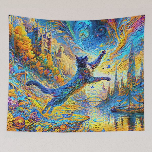 Item preview, Stylised castle and cat. DeepDream designed and sold by blackhalt.