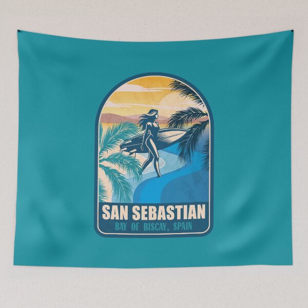 Item preview, San Sebastian Spain Vintage Surfing Graphic designed and sold by CynthiaGraphics.