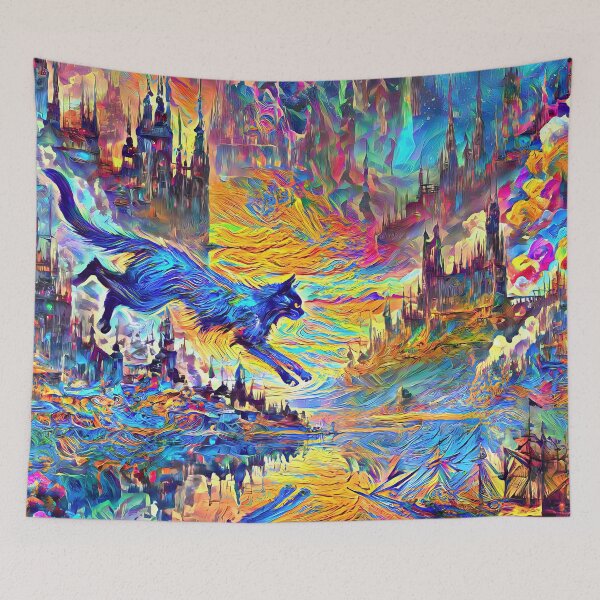 Item preview, Stylised castle and cat. DeepDream designed and sold by blackhalt.