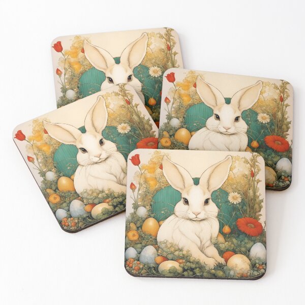 Item preview, Adorable rabbit among garden flowers and vegetables. designed and sold by Natalia-Vlad.