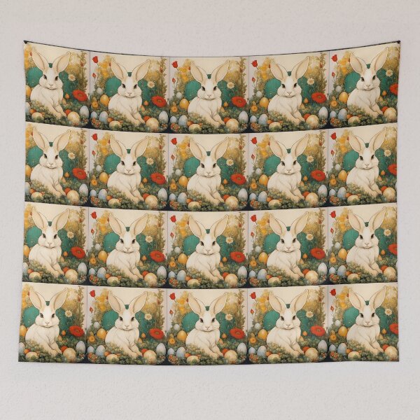 Item preview, Adorable rabbit among garden flowers and vegetables. designed and sold by Natalia-Vlad.