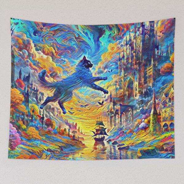 Item preview, Stylised castle and cat. DeepDream designed and sold by blackhalt.