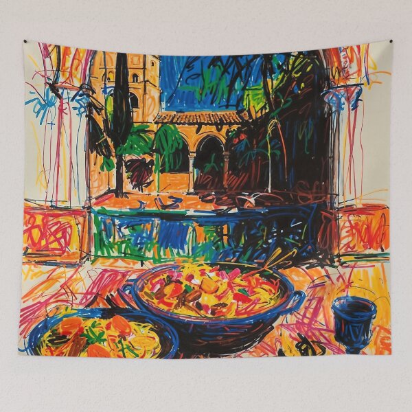 Item preview, Abstract Spanish Artwork - Alhambra & Paella and Tapas designed and sold by feether-store.