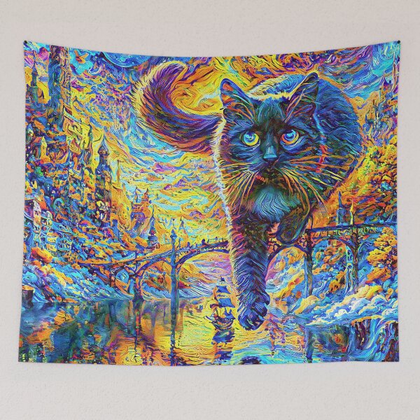 Item preview, Stylised castle and cat. DeepDream designed and sold by blackhalt.