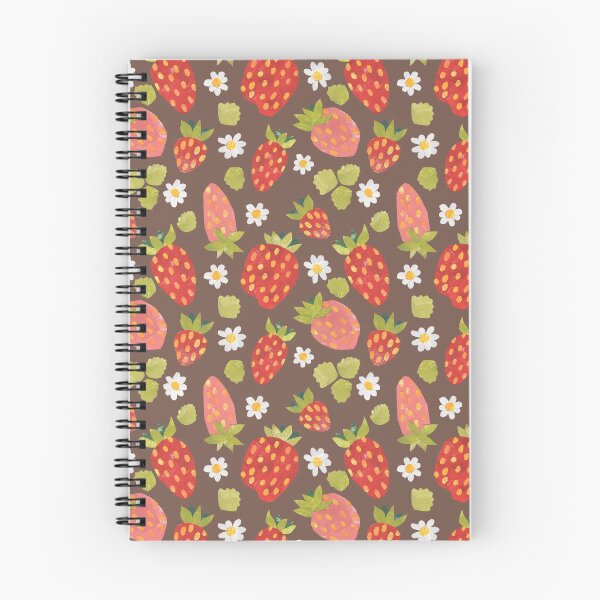 Item preview, Strawberries and Flowers - Brown Background  designed and sold by kellie-jayne.