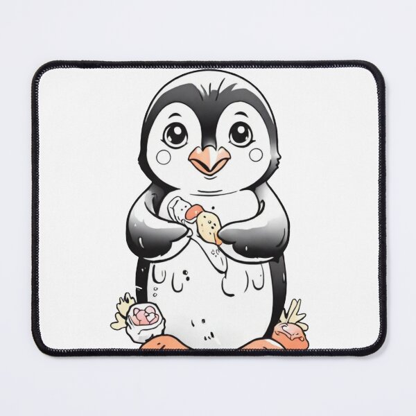 Item preview, cute penguin eating sushi designed and sold by Karaz's Animal Kingdom.