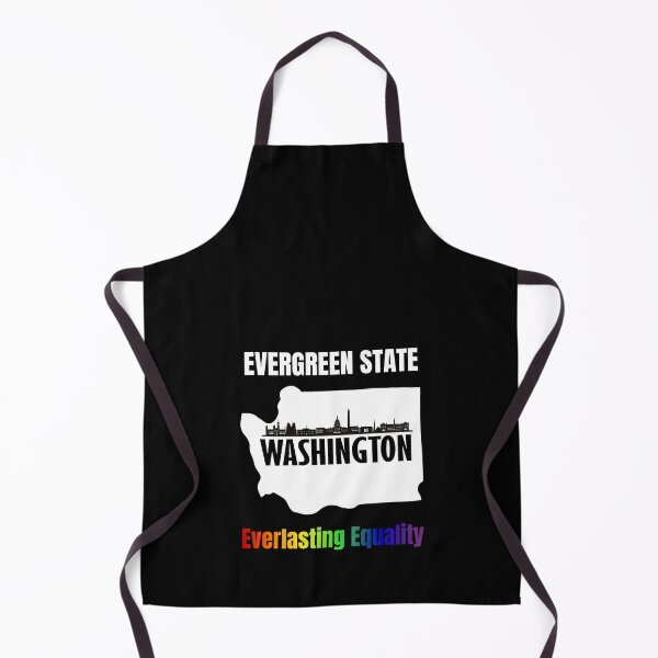 Item preview, Map of Washington with skyline and slogan with rainbow color text. LGBTQ+ tees, Positive slogan Tees, evergreen state Washington everlasting equality, slogan designed and sold by PrideBeProud.