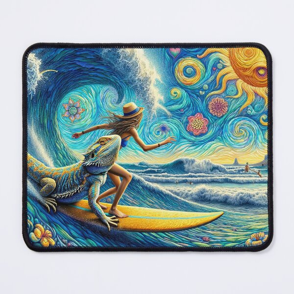 Item preview, Mandala Sky Surfer Girl With Bearded Dragon designed and sold by bunnyboiler.