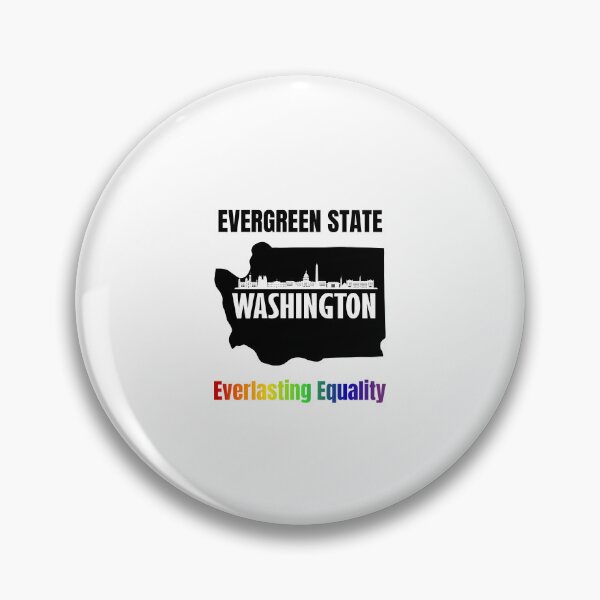 Item preview, Map of Washington with skyline and slogan with rainbow color text. LGBTQ+ tees, Positive slogan Tees, evergreen state Washington everlasting equality, slogan designed and sold by PrideBeProud.